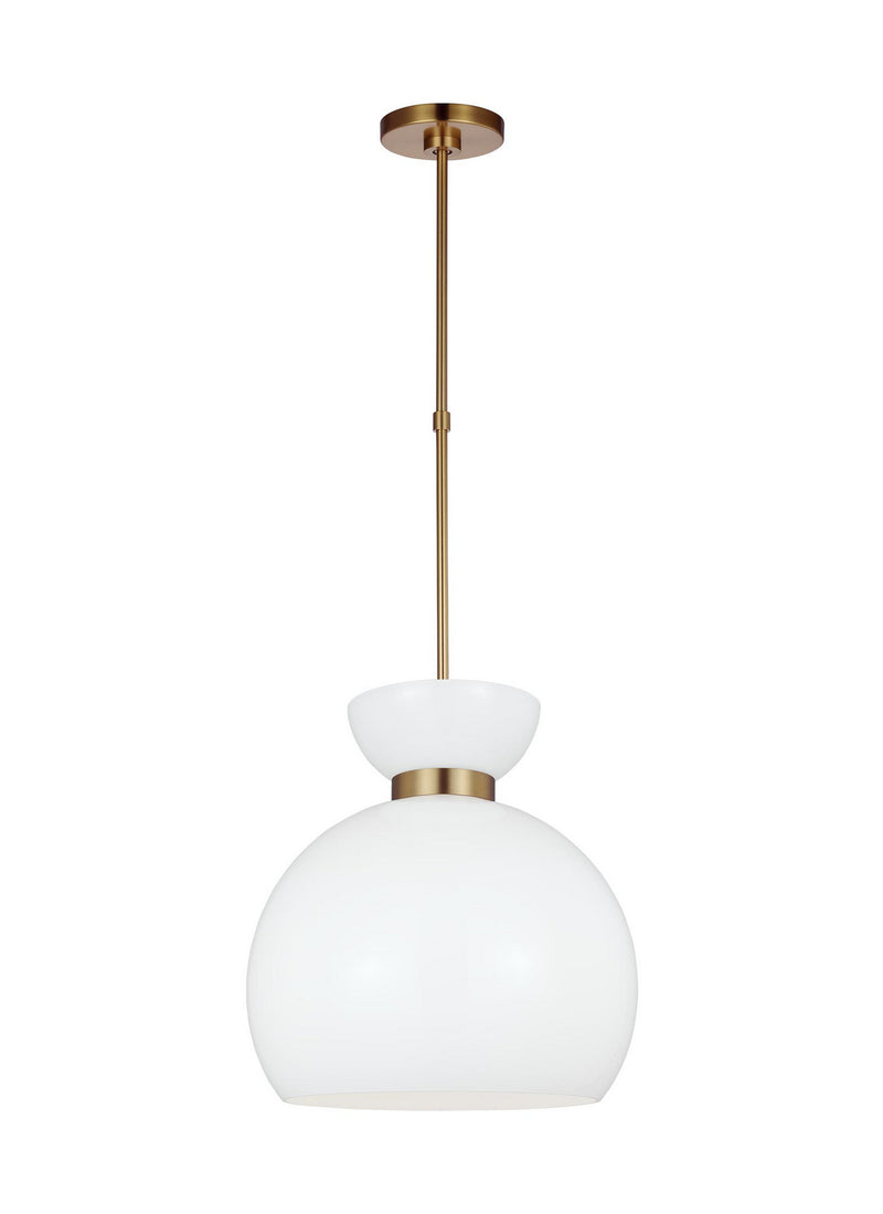 Visual Comfort Studio KSP1021BBSMG One Light Pendant, Burnished Brass with Milk White Glass