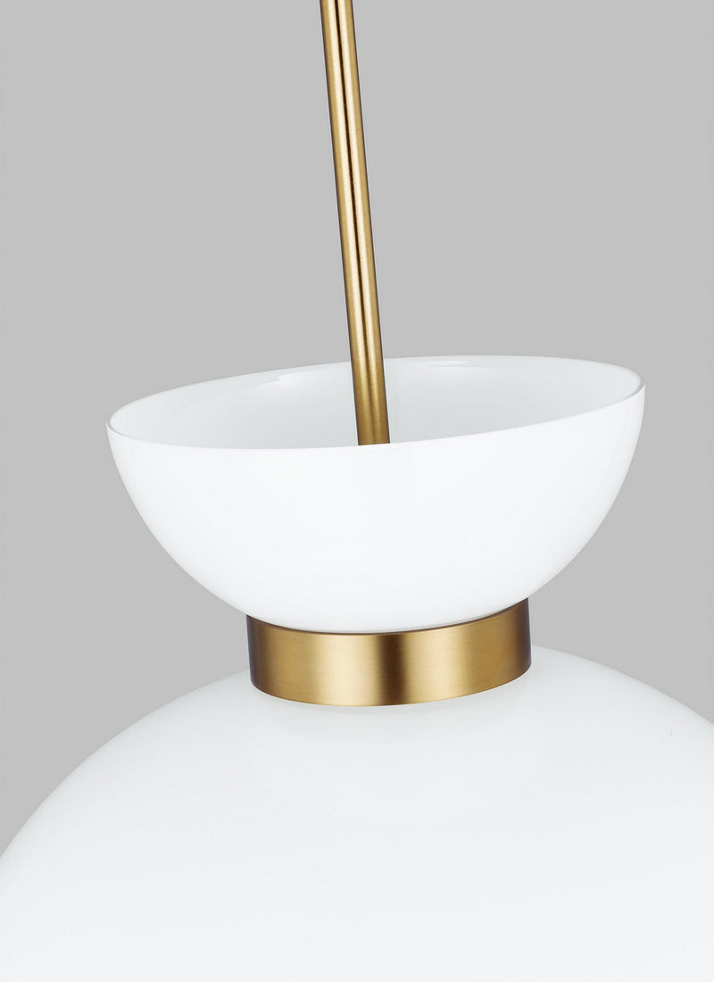 Visual Comfort Studio KSP1021BBSMG One Light Pendant, Burnished Brass with Milk White Glass