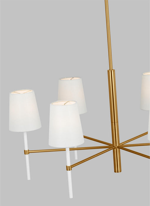Visual Comfort Studio KSC1086BBSGW Six Light Chandelier, Burnished Brass