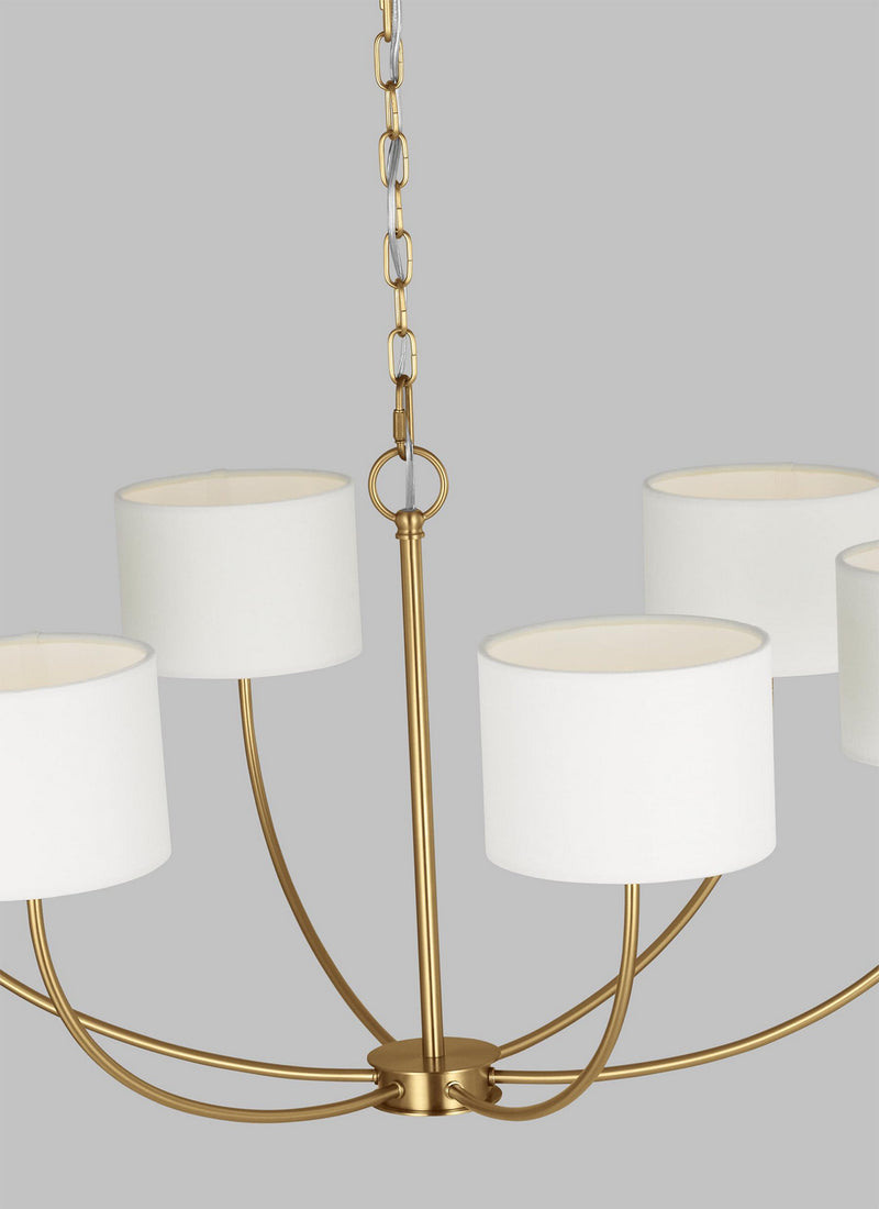 Visual Comfort Studio KSC1046BBS Six Light Chandelier, Burnished Brass