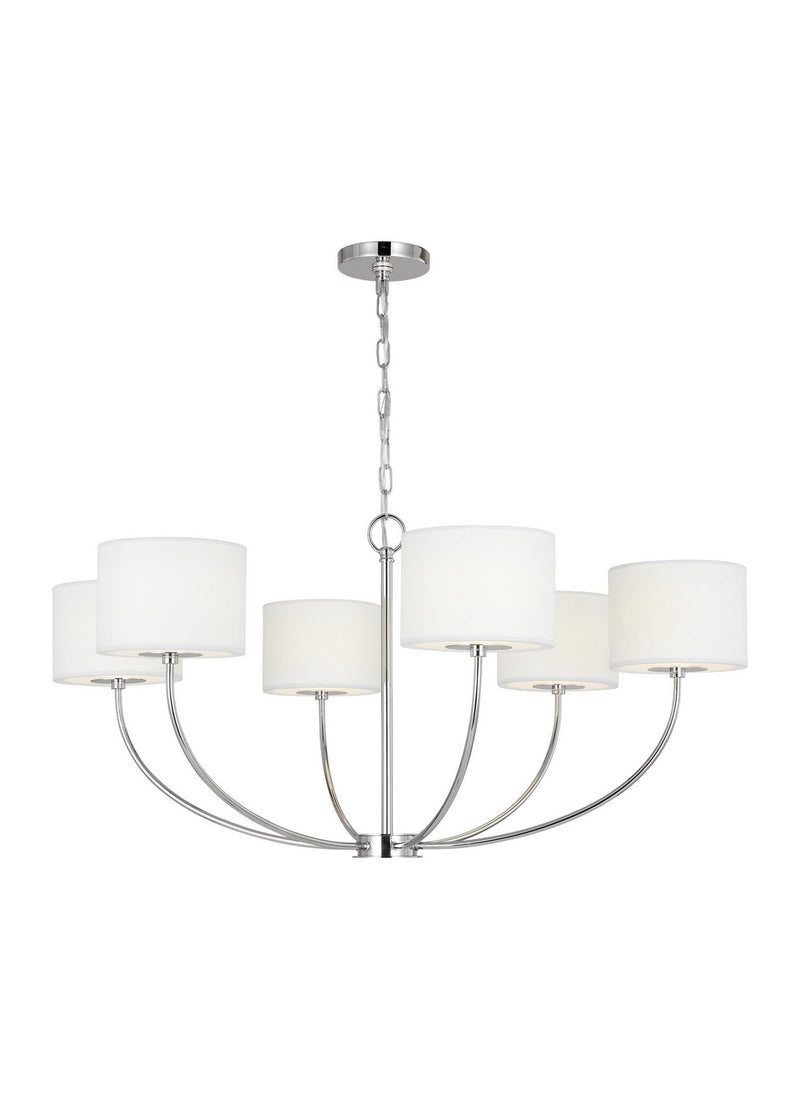 Visual Comfort Studio KSC1046PN Six Light Chandelier, Polished Nickel