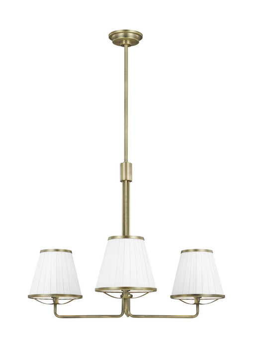 Visual Comfort Studio LC1173TWB Three Light Chandelier, Time Worn Brass