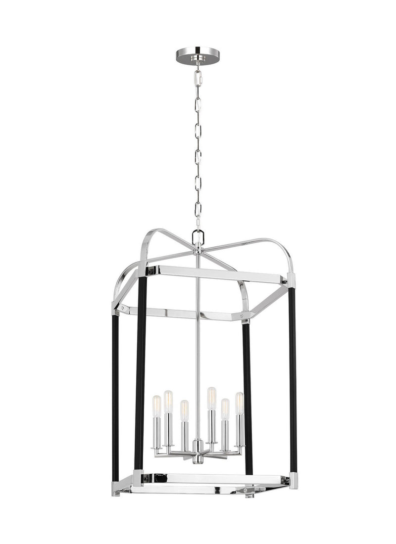 Visual Comfort Studio LC1156PN Six Light Lantern, Polished Nickel
