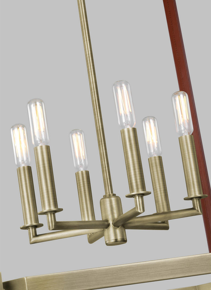 Visual Comfort Studio LC1156TWB Six Light Lantern, Time Worn Brass