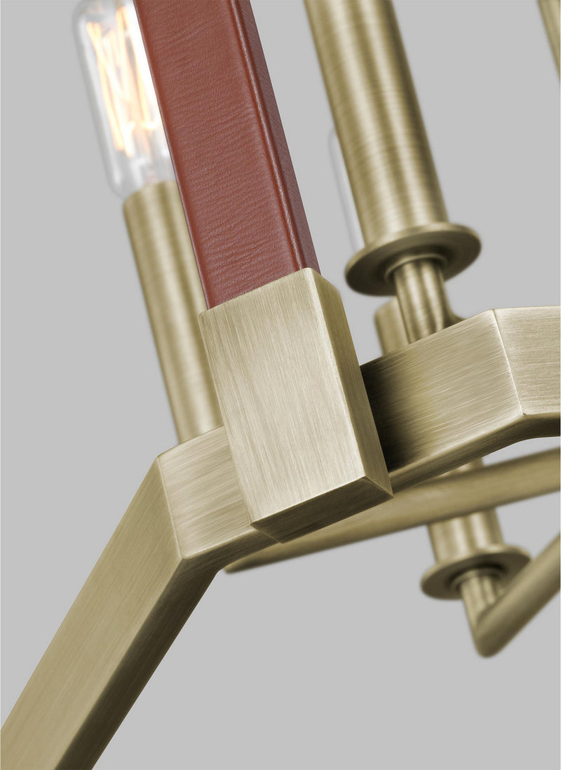 Visual Comfort Studio LC1156TWB Six Light Lantern, Time Worn Brass