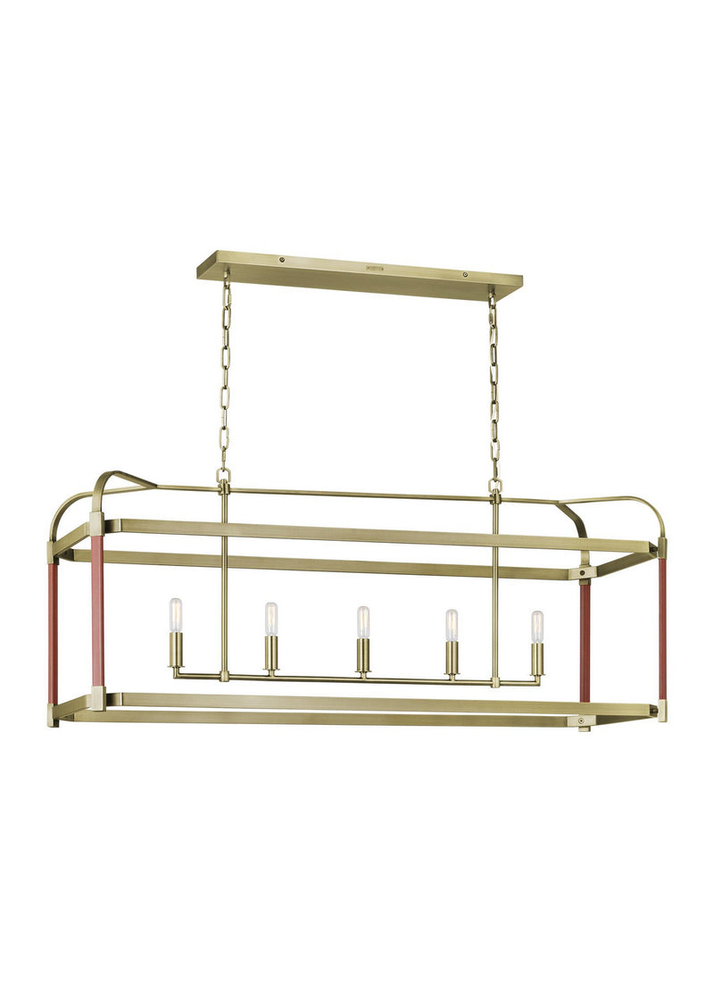Visual Comfort Studio LC1165TWB Five Light Chandelier, Time Worn Brass