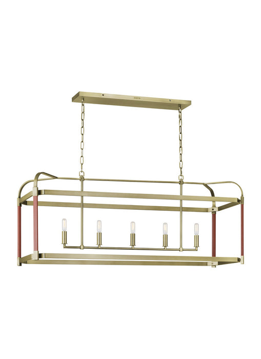 Visual Comfort Studio LC1165TWB Five Light Chandelier, Time Worn Brass