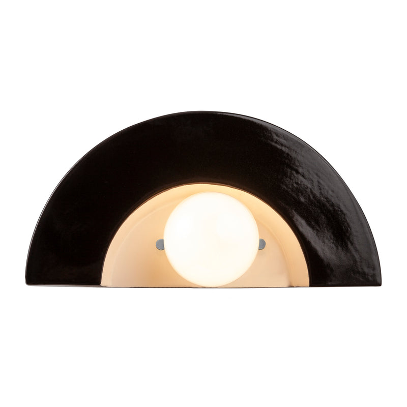 Justice Designs CER-3020-BKMT One Light Wall Sconce, Gloss Black with Matte White internal finish