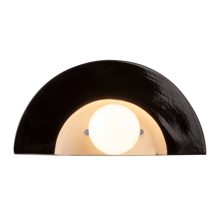 Justice Designs CER-3020-BKMT One Light Wall Sconce, Gloss Black with Matte White internal finish