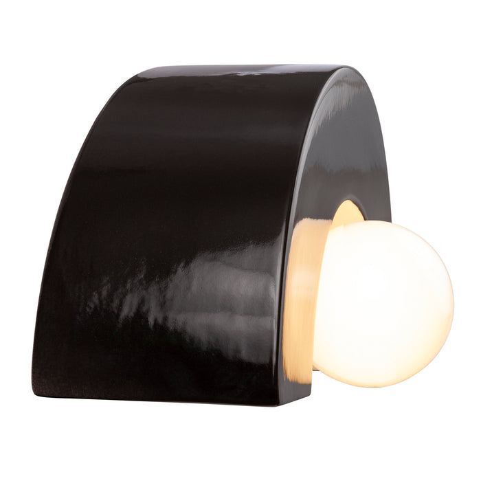 Justice Designs CER-3020-BKMT One Light Wall Sconce, Gloss Black with Matte White internal finish