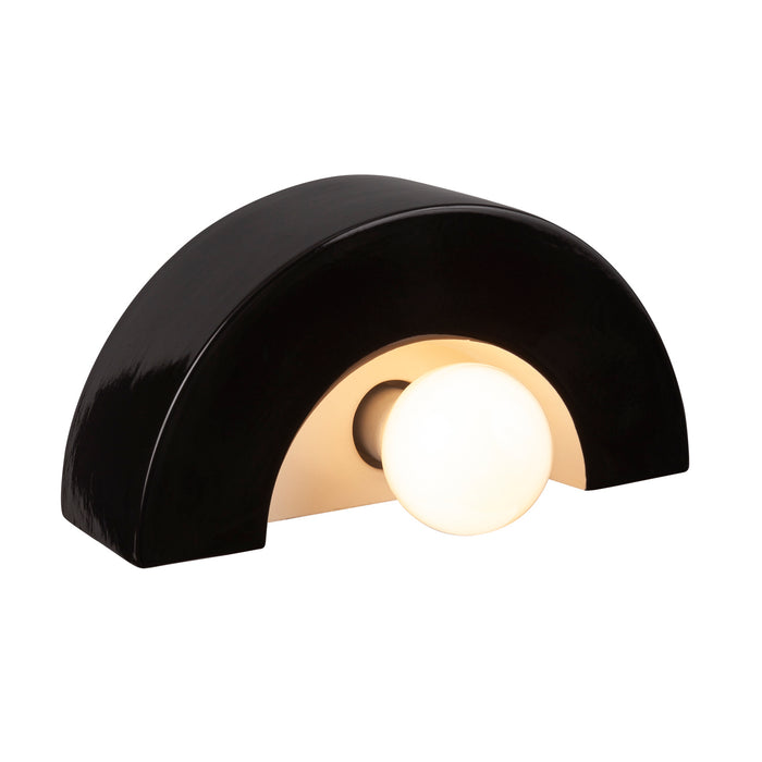 Justice Designs CER-3020-BKMT One Light Wall Sconce, Gloss Black with Matte White internal finish