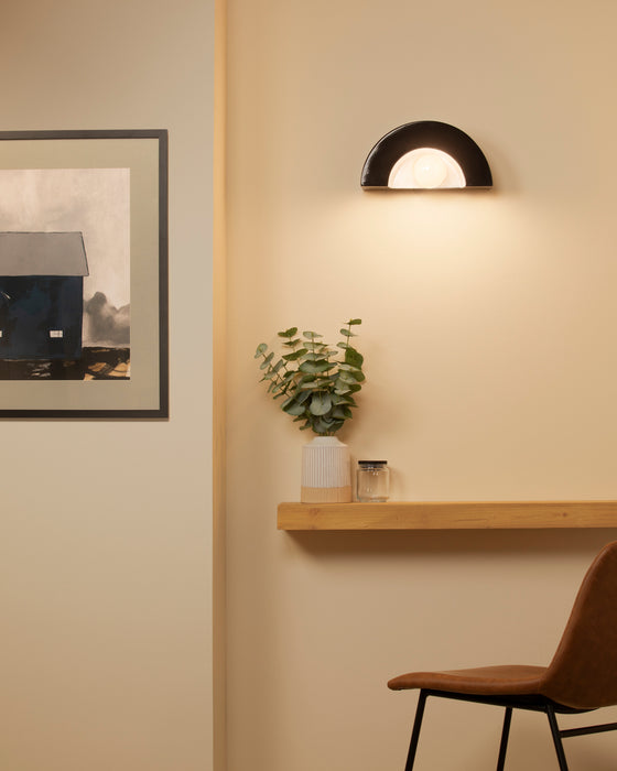 Justice Designs CER-3020-BKMT One Light Wall Sconce, Gloss Black with Matte White internal finish