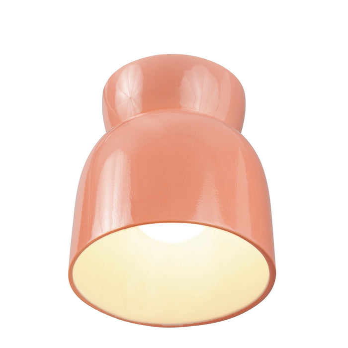 Justice Designs CER-6190-BSH One Light Flush-Mount, Gloss Blush