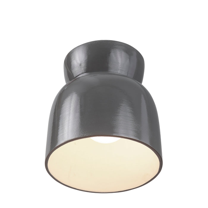 Justice Designs CER-6190-GRY One Light Flush-Mount, Gloss Grey