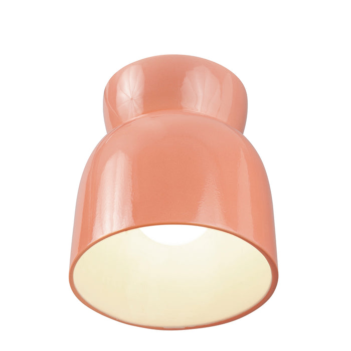 Justice Designs CER-6190W-BSH One Light Flush-Mount, Gloss Blush