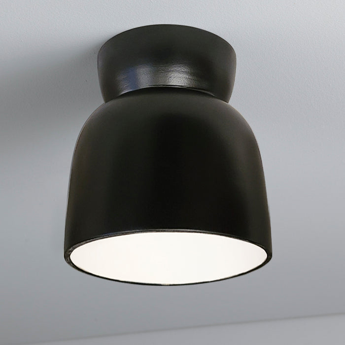 Justice Designs CER-6190W-CRB One Light Flush-Mount, Carbon - Matte Black