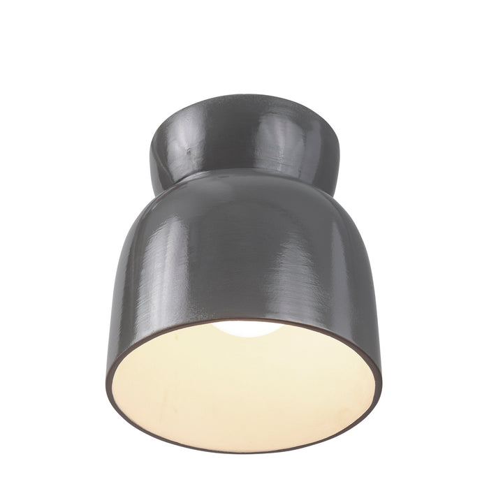 Justice Designs CER-6190W-GRY One Light Flush-Mount, Gloss Grey