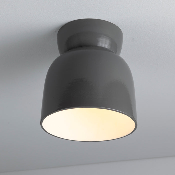 Justice Designs CER-6190W-GRY One Light Flush-Mount, Gloss Grey