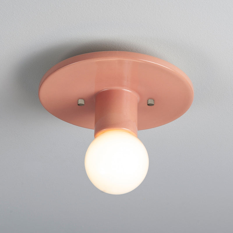 Justice Designs CER-6285-BSH One Light Flush-Mount, Gloss Blush