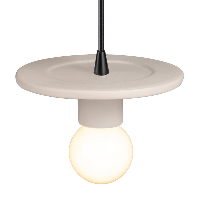 Justice Designs CER-6320-BIS-MBLK-BKCD One Light Pendant, Bisque