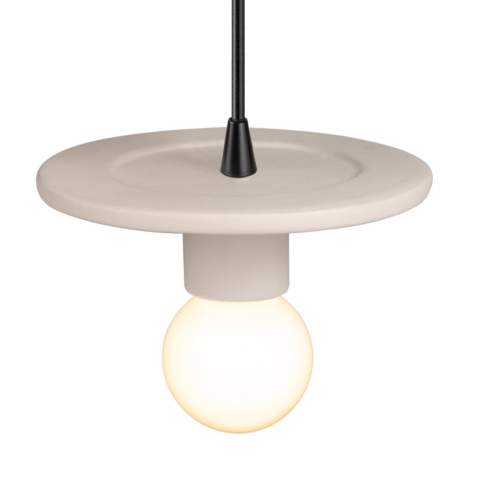 Justice Designs CER-6320-BIS-MBLK-BKCD One Light Pendant, Bisque