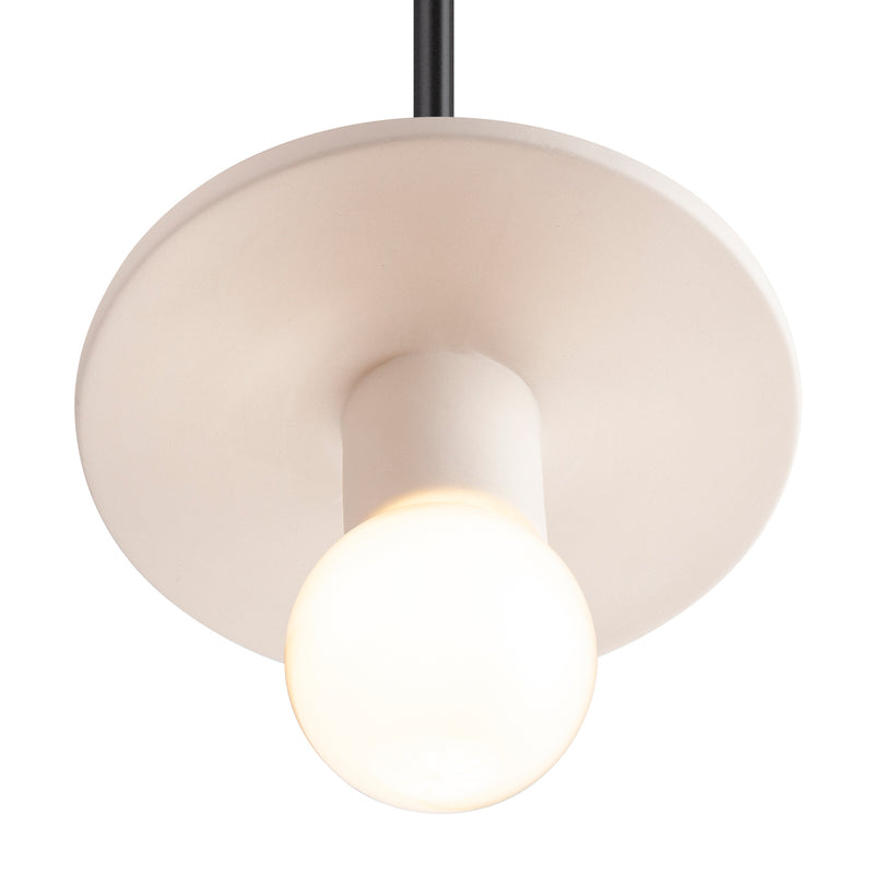 Justice Designs CER-6320-BIS-MBLK-BKCD One Light Pendant, Bisque