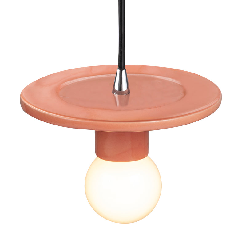 Justice Designs CER-6320-BSH-CROM-BKCD One Light Pendant, Gloss Blush