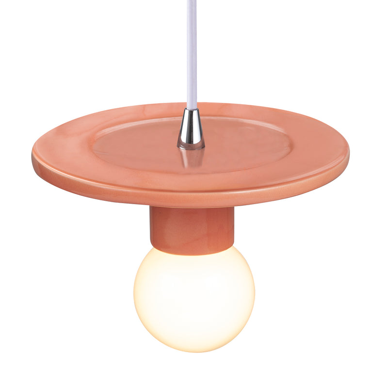 Justice Designs CER-6320-BSH-CROM-WTCD One Light Pendant, Gloss Blush