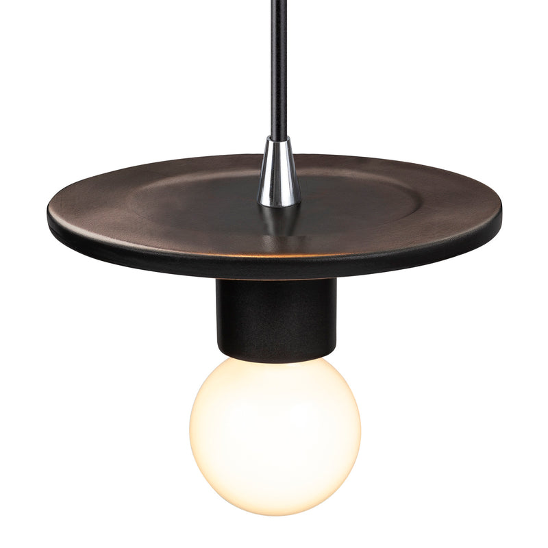 Justice Designs CER-6320-CRB-CROM-BKCD One Light Pendant, Carbon - Matte Black
