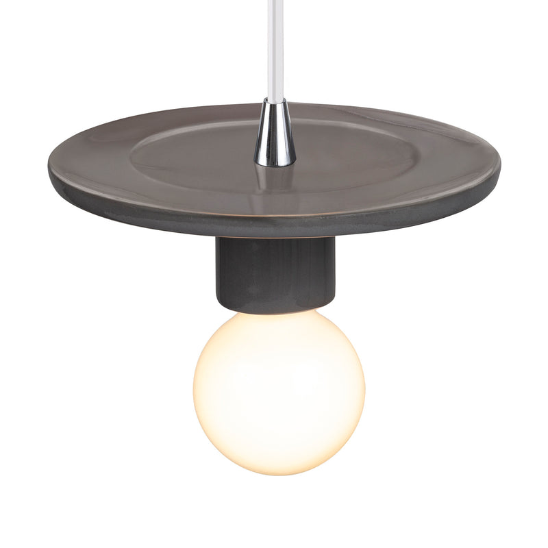 Justice Designs CER-6320-GRY-CROM-WTCD One Light Pendant, Gloss Grey