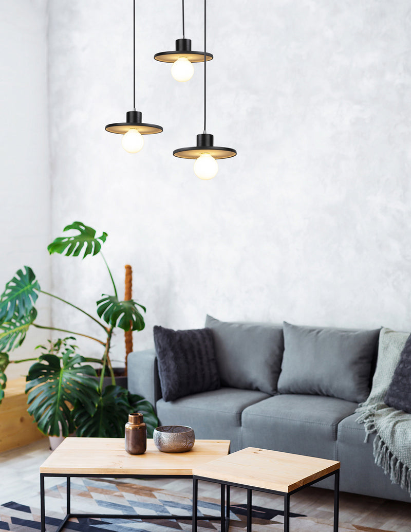 Justice Designs CER-6325-CBGD-NCKL-BKCD One Light Pendant, Carbon Matte Black with Champagne Gold