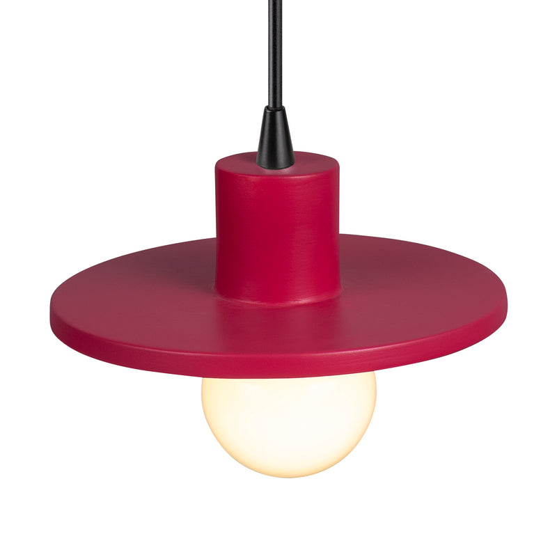 Justice Designs CER-6325-CRSE-MBLK-BKCD One Light Pendant, Cerise
