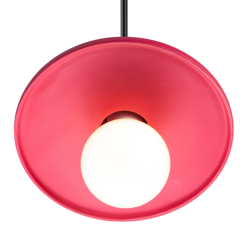 Justice Designs CER-6325-CRSE-MBLK-BKCD One Light Pendant, Cerise