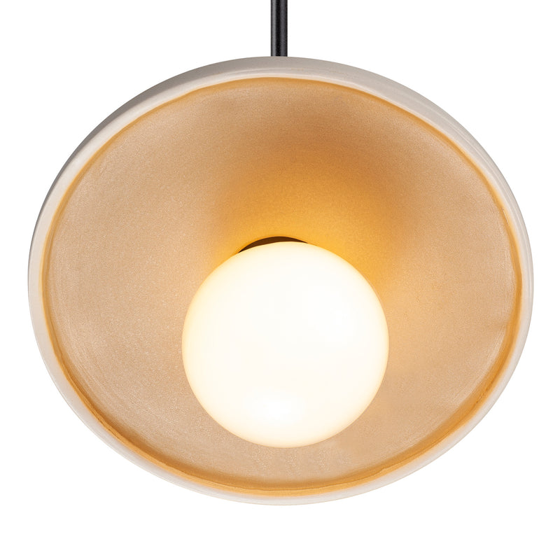 Justice Designs CER-6325-MTGD-MBLK-BKCD One Light Pendant, Matte White with Champagne Gold