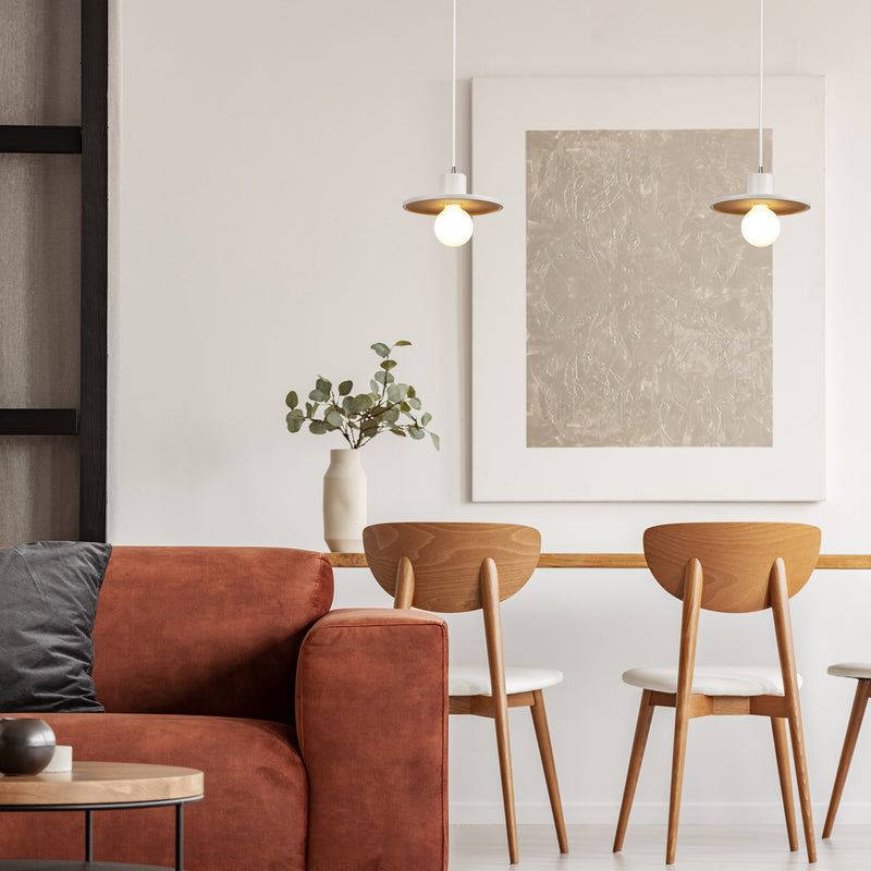 Justice Designs CER-6325-MTGD-NCKL-WTCD One Light Pendant, Matte White with Champagne Gold