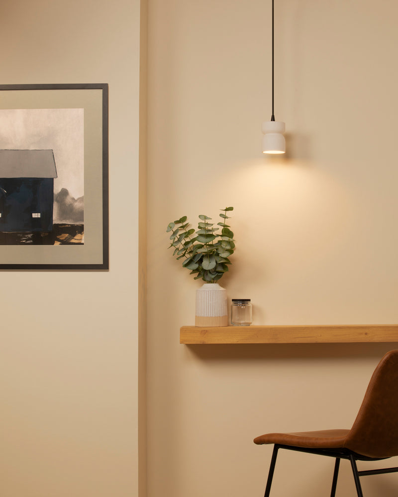 Justice Designs CER-6500-BIS-MBLK-BKCD One Light Pendant, Bisque