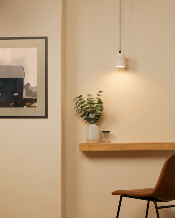 Justice Designs CER-6500-BIS-MBLK-BKCD One Light Pendant, Bisque