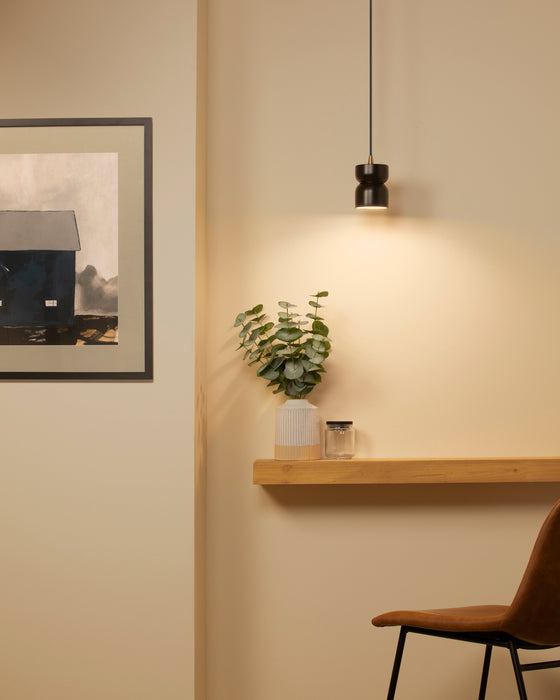 Justice Designs CER-6500-CRB-ABRS-BKCD One Light Pendant, Carbon - Matte Black