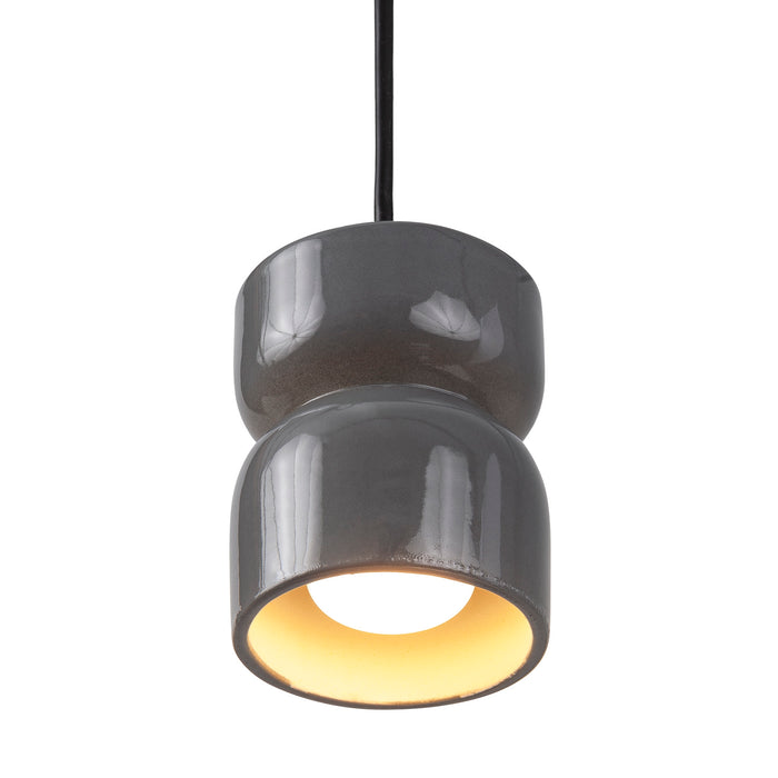 Justice Designs CER-6500-GRY-CROM-BKCD One Light Pendant, Gloss Grey