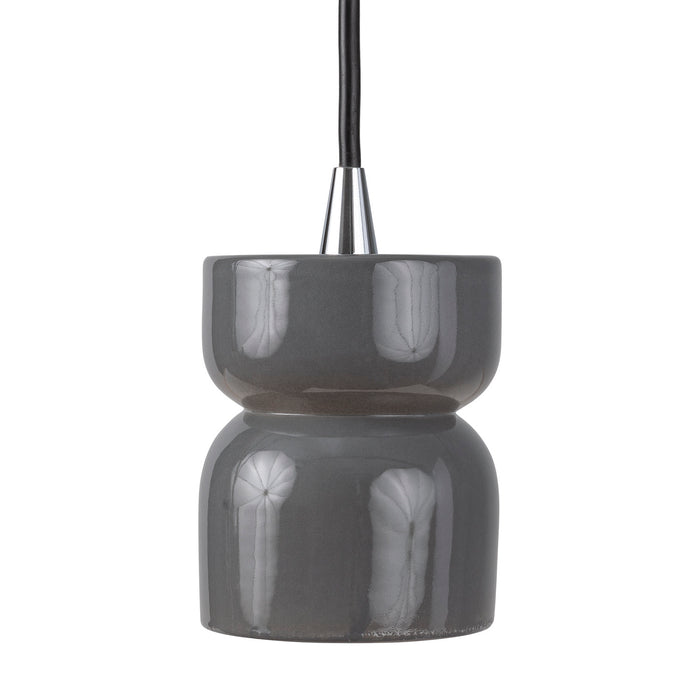 Justice Designs CER-6500-GRY-CROM-BKCD One Light Pendant, Gloss Grey