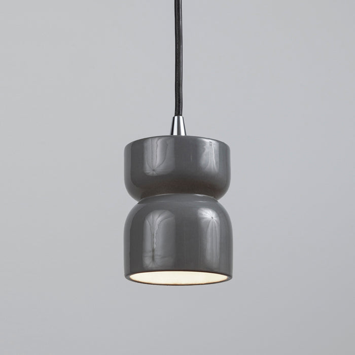 Justice Designs CER-6500-GRY-CROM-BKCD One Light Pendant, Gloss Grey