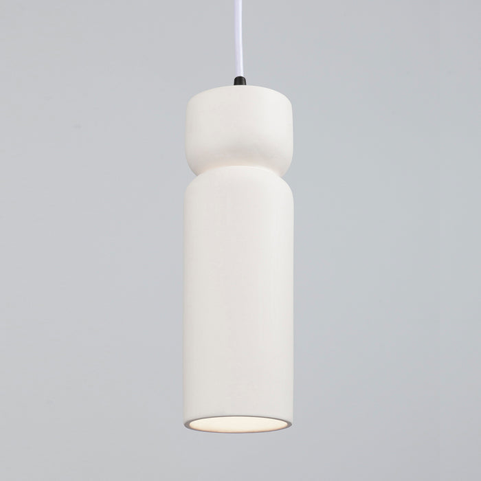 Justice Designs CER-6510-BIS-MBLK-WTCD One Light Pendant, Bisque