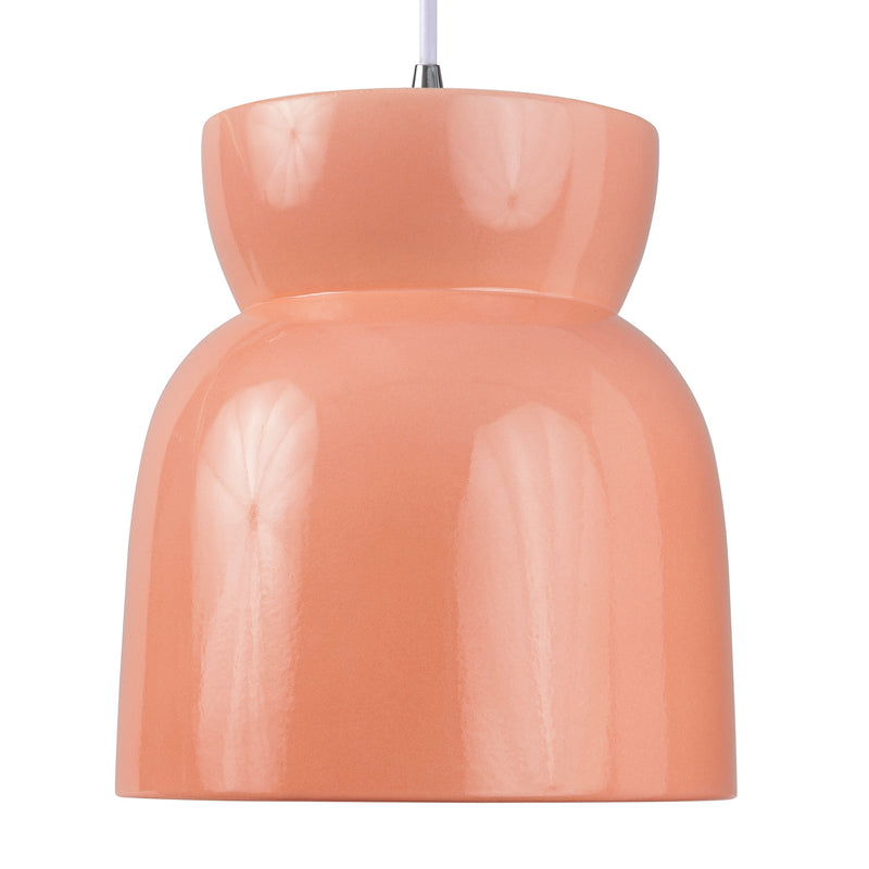 Justice Designs CER-6515-BSH-CROM-WTCD One Light Pendant, Gloss Blush