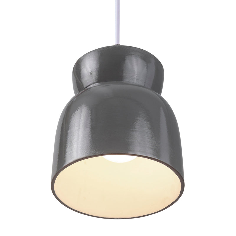 Justice Designs CER-6515-GRY-CROM-WTCD One Light Pendant, Gloss Grey