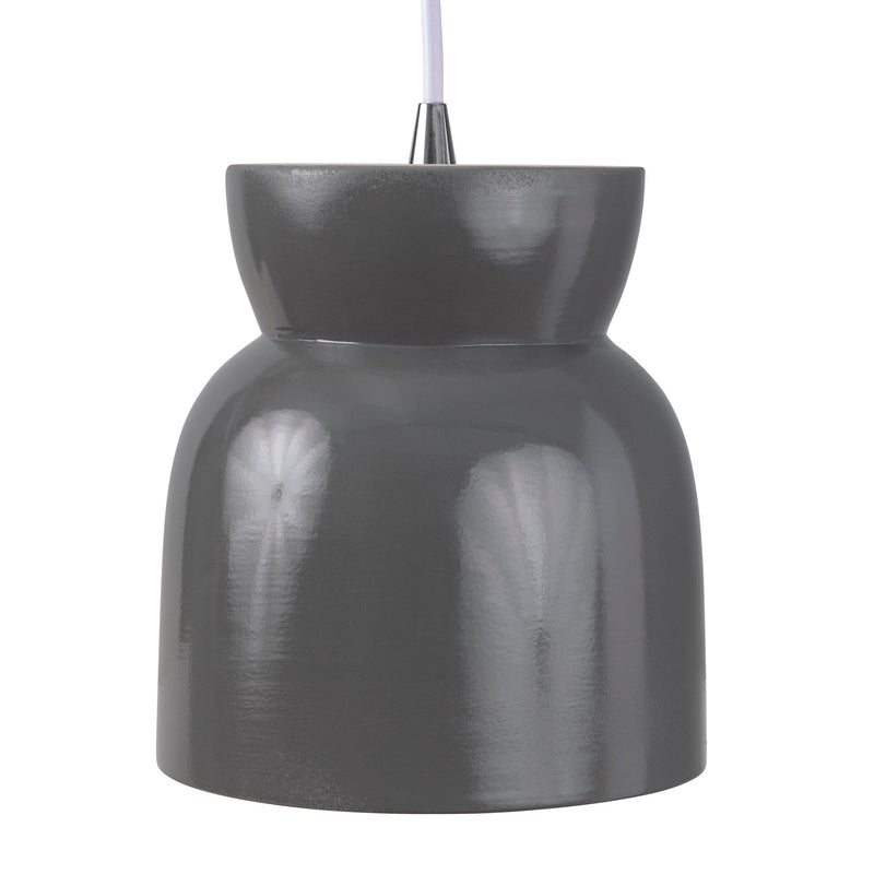 Justice Designs CER-6515-GRY-CROM-WTCD One Light Pendant, Gloss Grey