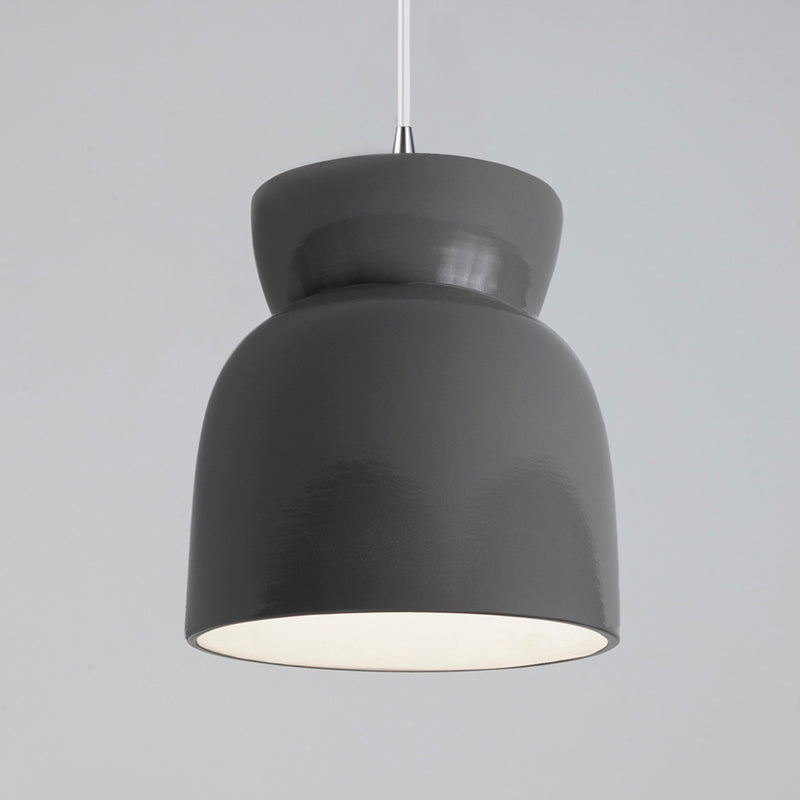 Justice Designs CER-6515-GRY-CROM-WTCD One Light Pendant, Gloss Grey