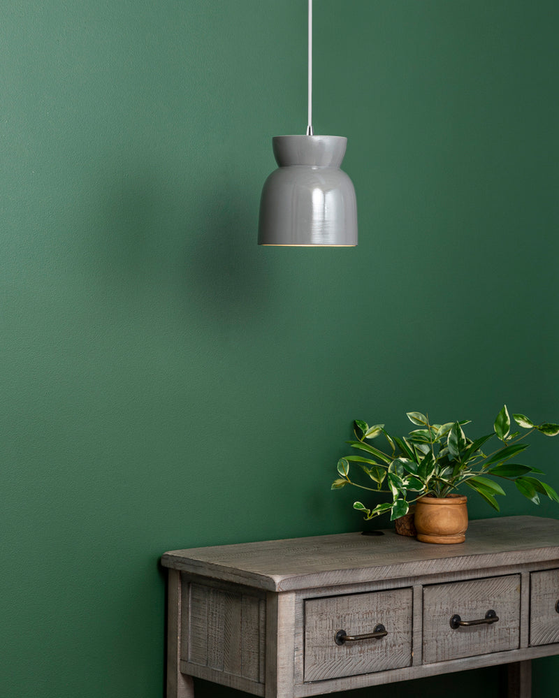 Justice Designs CER-6515-GRY-CROM-WTCD One Light Pendant, Gloss Grey