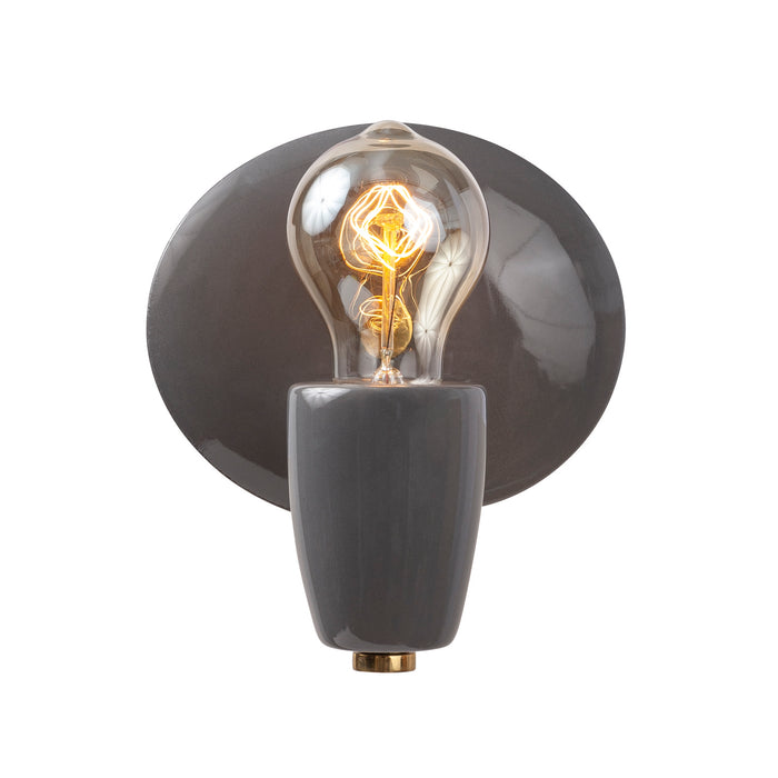 Justice Designs CER-7021-GRY-BRSS One Light Wall Sconce, Gloss Grey