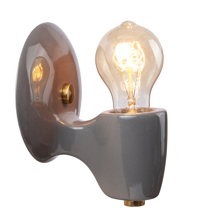 Justice Designs CER-7021-GRY-BRSS One Light Wall Sconce, Gloss Grey
