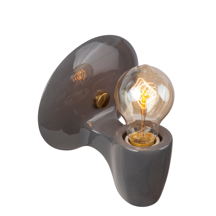 Justice Designs CER-7021-GRY-BRSS One Light Wall Sconce, Gloss Grey
